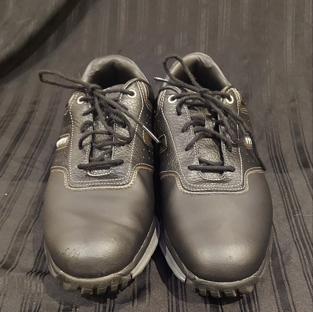 Men's Nike Air Tour Saddle Golf Shoes Black 418535-001 Leather 8.5 W Laced